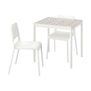 이케아 MELLTORP 멜토르프 TEODORES 테오도레스 테이블+의자2, 모자이크패턴/75x75/식탁