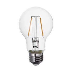 이케아 LUNNOM 룬놈 LED 전구 E26 150루멘 구형 투명 따뜻한 빛 전구색/조명/스탠드/램프