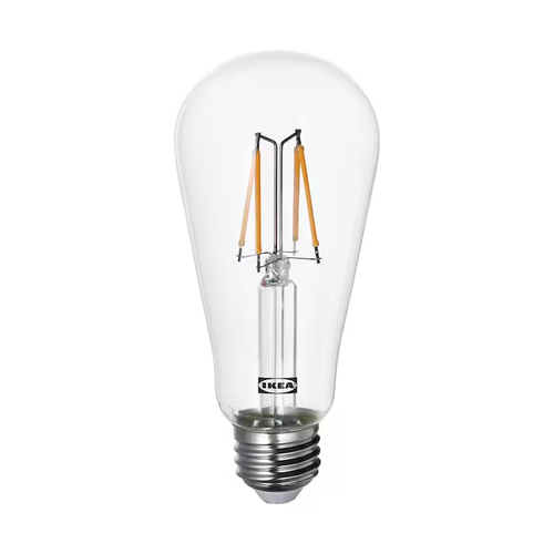 이케아 LUNNOM 룬놈 LED 전구 E26 150루멘 물방울모양 투명 따뜻한색/조명/스탠드/램프