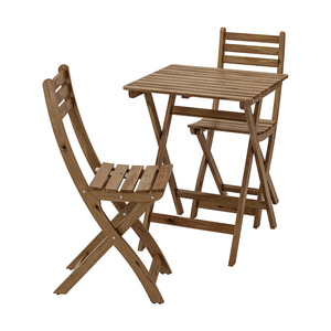 이케아 ASKHOLMEN 아스크홀멘 야외테이블+의자2/식탁세트/테이블세트/테라스/캠핑