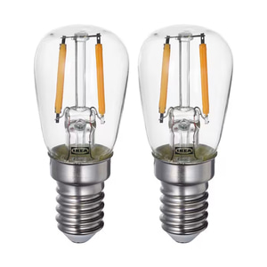 이케아 LUNNOM 룬놈 LED전구 E14 100루멘 투명 전구색 따뜻한 빛 2개입/조명/스탠드/램프